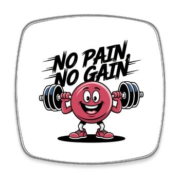 Pas de douleur, pas de gain - Dessin animé de fitness drôle - Magnet carré - blanc - Devant
