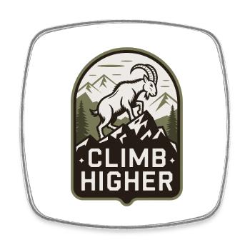 Climb Higher – Motif extérieur de la chèvre de montagne - Magnet carré - blanc - Devant
