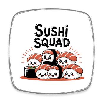 Sushi Squad – L’équipe Kawaii Nigiri - Magnet carré - blanc - Devant
