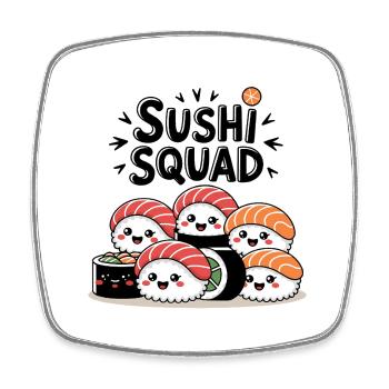 Sushi Squad – L’équipe Kawaii Nigiri - Magnet carré - blanc - Devant