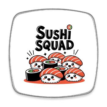 Sushi Squad – L’équipe Kawaii Nigiri - Magnet carré - blanc - Devant