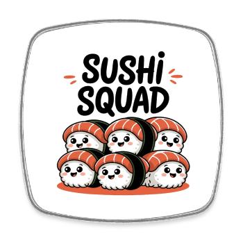 Sushi Squad – L’équipe Kawaii Nigiri - Magnet carré - blanc - Devant