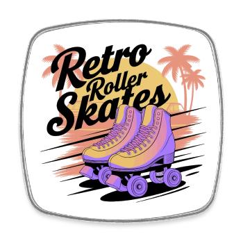 Retro Roller Skates – 80s Vibes - Viereckiger Kühlschrankmagnet - Weiß - Vorne
