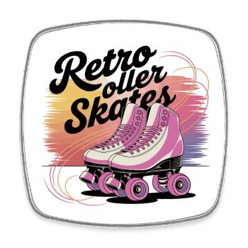 Retro Roller Skates – 80s Vibes - Viereckiger Kühlschrankmagnet - Weiß - Vorne