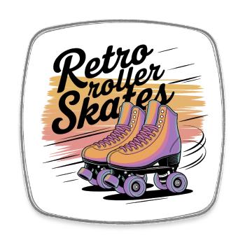 Retro Roller Skates – 80s Vibes - Viereckiger Kühlschrankmagnet - Weiß - Vorne