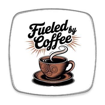 Fueled by Coffee – Kaffeeliebhaber Motiv - Viereckiger Kühlschrankmagnet - Weiß - Vorne