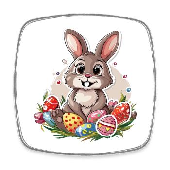 Lapin de Pâques Oeufs de Pâques Oeufs de lapin Pâques - Magnet carré - blanc - Devant