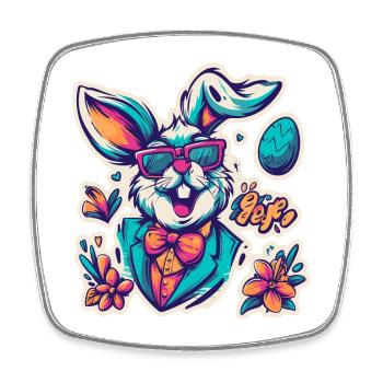 Osterhase - Viereckiger Kühlschrankmagnet - Weiß - Vorne