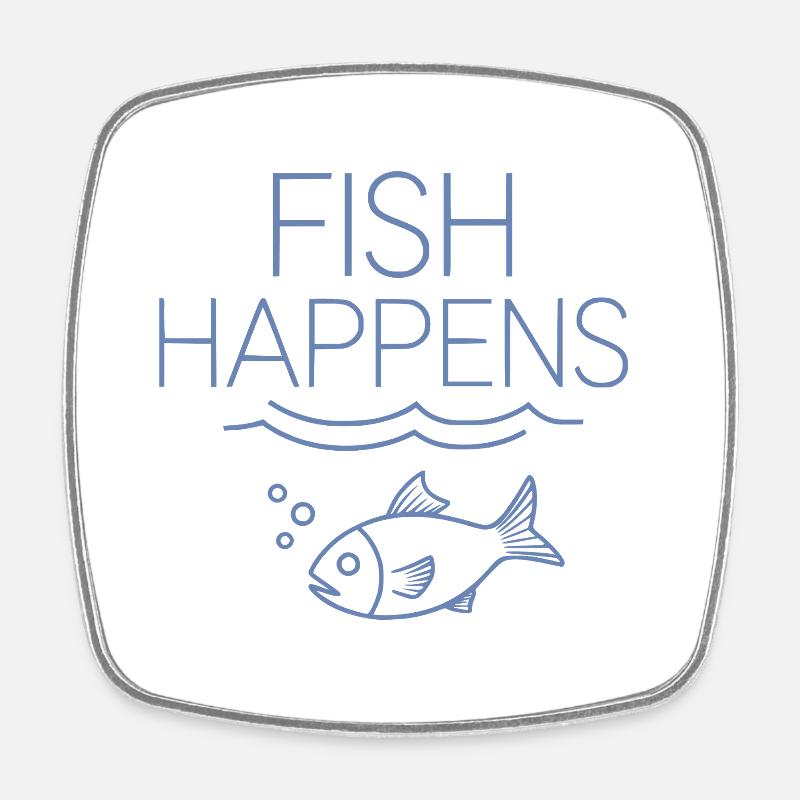 fish happens - Viereckiger Kühlschrankmagnet - Weiß