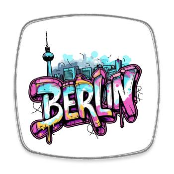 Berlin Deutschland Hauptstadt - Viereckiger Kühlschrankmagnet - Weiß - Vorne