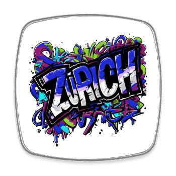 Zurich Switzerland Graffiti - Square fridge magnet - white - Front