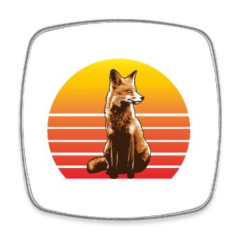 Fuchs Retro - Viereckiger Kühlschrankmagnet - Weiß - Vorne