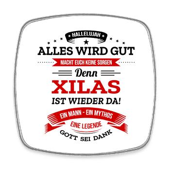 ALLES WIRD GUT, DIE LEGENDE XILAS IST DA - Viereckiger Kühlschrankmagnet - Weiß - Vorne