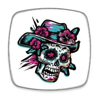Crâne Neon Muertos - Magnet carré - blanc - Devant