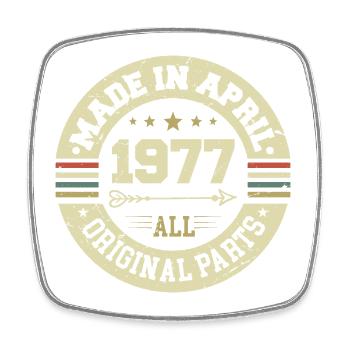 Birthday april 1977 - 48th birthday gift - Square fridge magnet - white - Front