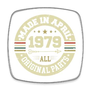 Anniversaire avril 1979 - Cadeau d’anniversaire 46ème - Magnet carré - blanc - Devant