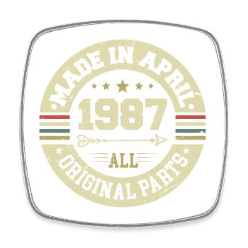 Geburtstag april 1987 - Geschenk zum 38.Geburtstag - Viereckiger Kühlschrankmagnet - Weiß - Vorne