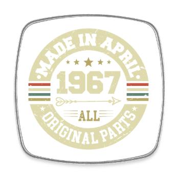 Anniversaire avril 1967 - Cadeau d’anniversaire 58 - Magnet carré - blanc - Devant