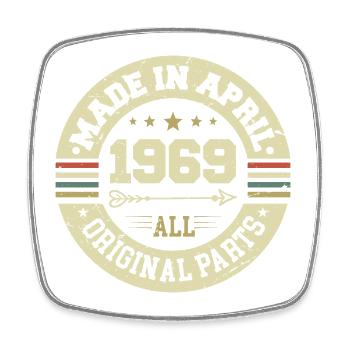 Anniversaire avril 1969 - Cadeau pour ses 56 ans - Magnet carré - blanc - Devant