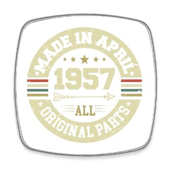 Anniversaire avril 1957 - Cadeau d’anniversaire 68 - Magnet carré - blanc - Devant