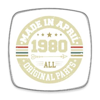 Birthday april 1980 - 45th birthday gift - Square fridge magnet - white - Front