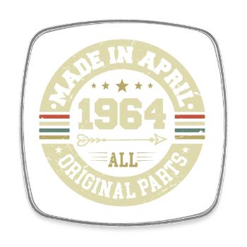 Birthday april 1964 - 61st birthday gift - Square fridge magnet - white - Front