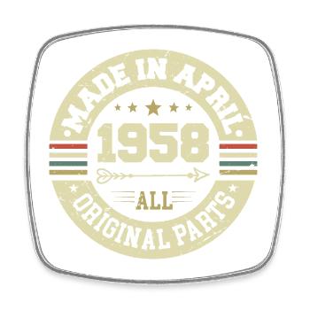 Anniversaire avril 1958 - Cadeau pour ses 67 ans - Magnet carré - blanc - Devant