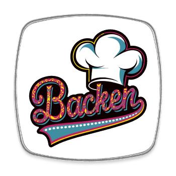 Backen mein Hobby - buntes Bäckermotiv - Viereckiger Kühlschrankmagnet - Weiß - Vorne