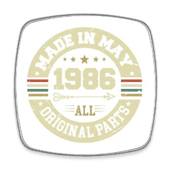 May 1986 Anniversary May 1986 Birthday May 1986 - Square fridge magnet - white - Front