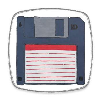 Diskette Retro Vintage Old school 80er 90er - Viereckiger Kühlschrankmagnet - Weiß - Vorne