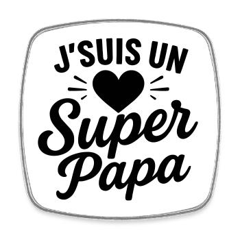 J’suis un Super Papa – cadeau fête des pères - Magnet carré - blanc - Devant
