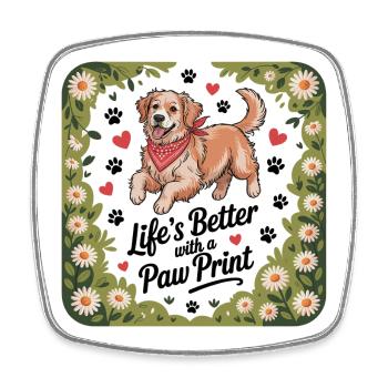 Life's Better with a Paw Print - Square fridge magnet - white - Front