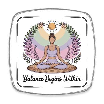 Balance Begins Within - Yoga - Viereckiger Kühlschrankmagnet - Weiß - Vorne