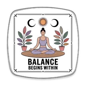Balance Begins Within - Yoga - Viereckiger Kühlschrankmagnet - Weiß - Vorne