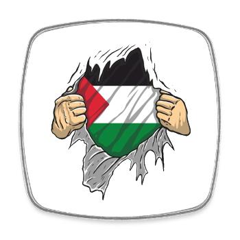 mains qui déchire un t-shirt et drapeau palestine - Magnet carré - blanc - Devant