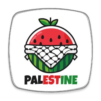Icon Pastèque avec Keffieh et texte Palestine - Magnet carré - blanc - Devant