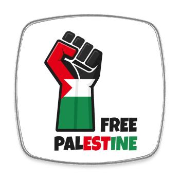 Poing levé avec drapeau palestine. Free Palestine - Magnet carré - blanc - Devant