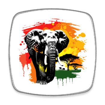 Elefant Afrika Safari Natur Wildnis Aquarell Kunst - Viereckiger Kühlschrankmagnet - Weiß - Vorne