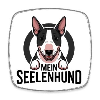 Minibullterrier - mein Seelenhund - Viereckiger Kühlschrankmagnet - Weiß - Vorne