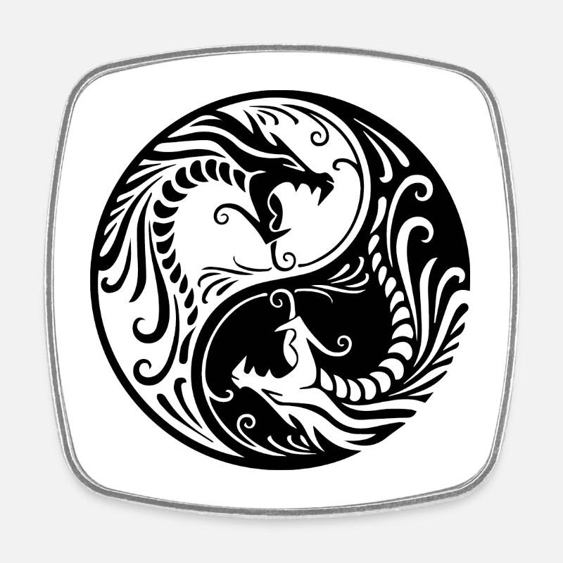 Drache Yin Yang - Viereckiger Kühlschrankmagnet - Weiß