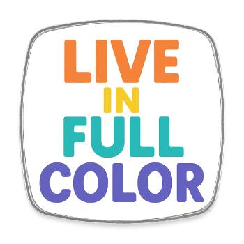 Live in Vollfarb-Typografie - Viereckiger Kühlschrankmagnet - Weiß - Vorne
