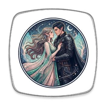 Moonlit Night Elf Love in the Star Forest - Square fridge magnet - white - Front