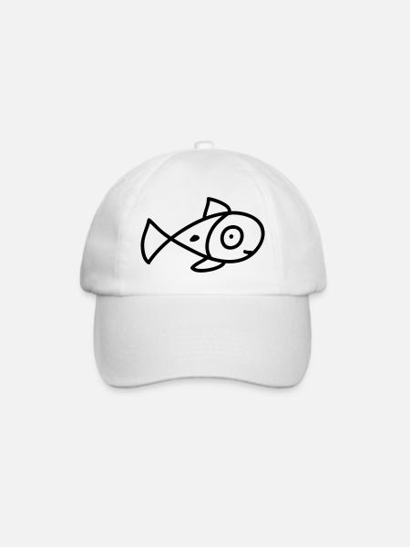 Babyfisch - Fisch - Line - Baseballkappe - Weiß/Weiß