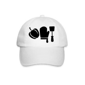 Grillen - Grillschürze selber gestalten - Baseballkappe - Weiß/Weiß - Vorne