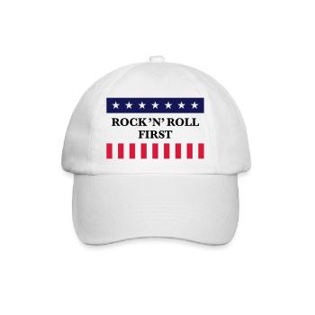 Rock 'n' Roll First (Musik / USA / Amerika) - Baseballkappe - Weiß/Weiß - Vorne