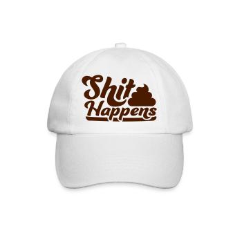 Kot Haufen Shit happens - Baseballkappe - Weiß/Weiß - Vorne