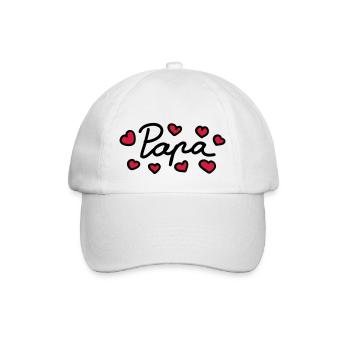 Papa - Herz - 2 - Baseballkappe - Weiß/Weiß - Vorne