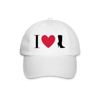★ Designfarben änderbar ★ I love Stiefel - Baseballkappe - Weiß/Weiß - Vorne