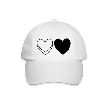 Black and White Herzen - Baseballkappe - Weiß/Weiß - Vorne