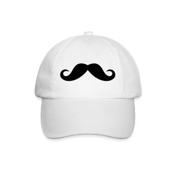 Schnurrbart - Baseballkappe - Weiß/Weiß - Vorne